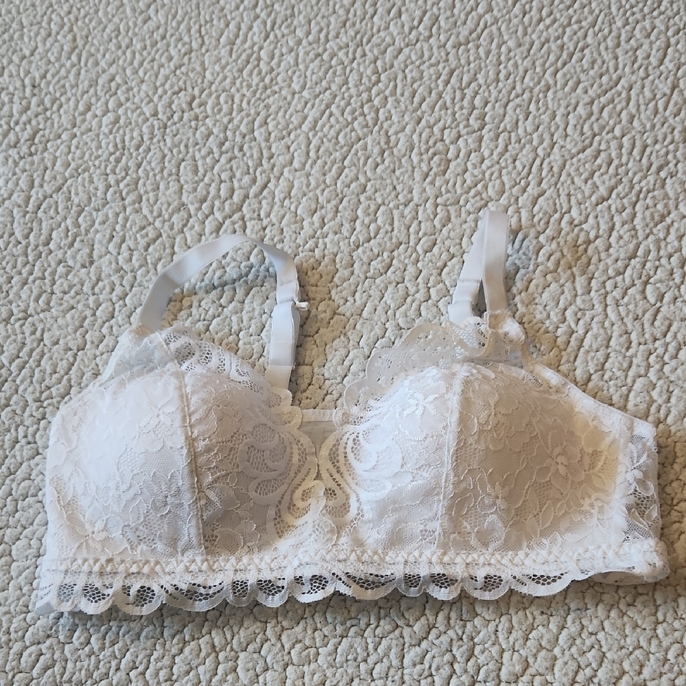Bali White Floral Lace Adjustable Straps Bralette Feminine Coquett Bra
